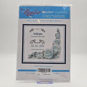Maydear Birth Memorial Cross Stitch Kit Pre-Printed Fabric